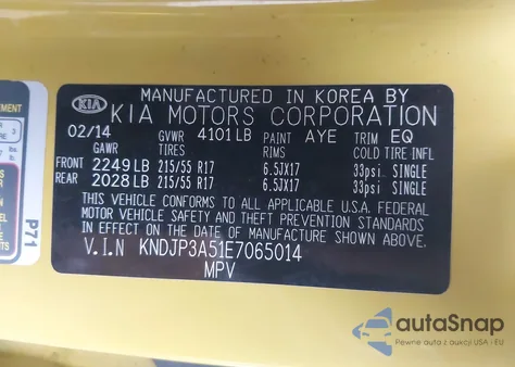 2014 Kia Soul + from USA, damaged, VIN KNDJP3A51E7065014